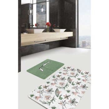 Bielo-zelené kúpeľňové predložky v súprave 2 ks 60x100 cm - Mila Home – Obrázok 3