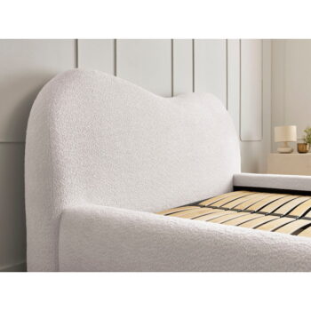 Biela čalúnená dvojlôžková posteľ s úložným priestorom s roštom 180x200 cm Orlane – Bobochic Paris – Obrázok 10