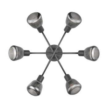 Čierne stropné svietidlo so skleneným tienidlom Tarifa – Trio - Image 4