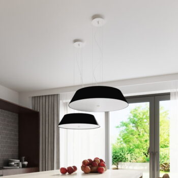 Čierne závesné svietidlo s textilným tienidlom ø 70 cm Hektor – Nice Lamps - Image 6