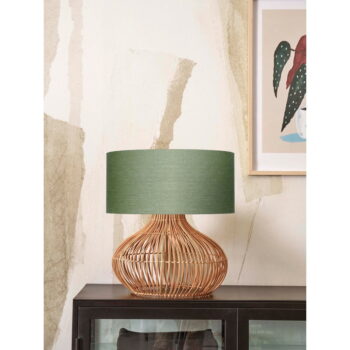 Stolová lampa s textilným tienidlom v zeleno-prírodnej farbe (výška 60 cm) Kalahari – Good&Mojo – Obrázok 2