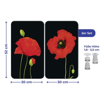Kryty na sporák v súprave 2 ks z tvrdeného skla 52x30 cm Poppy - Maximex - Image 4