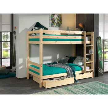 Poschodová detská posteľ z borovicového dreva s úložným priestorom 90x200 cm v prírodnej farbe PINO – Vipack – Obrázok 2