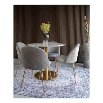 Okrúhly jedálenský stôl s doskou v dekore mramoru ø 90 cm Bolzano – House Nordic - Image 5