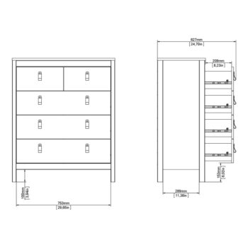 Biela vysoká komoda 82x99 cm Madrid – Tvilum – Obrázok 8