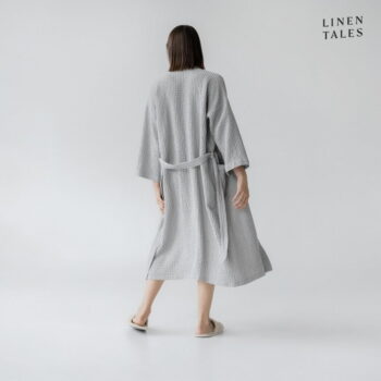 Svetlosivý župan veľkosť L/XL Honeycomb - Linen Tales - Image 3