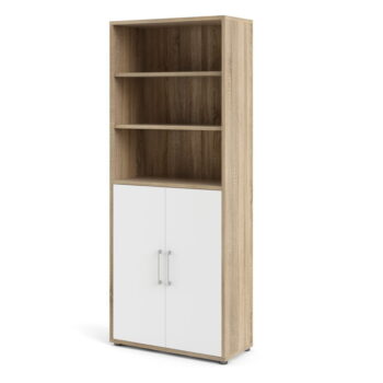 Modulárna knižnica v bielo-prírodnej farbe v dekore duba 89x222 cm Prima – Tvilum