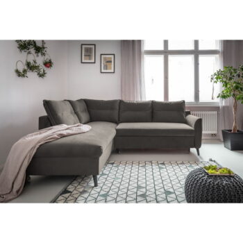 Tmavosivá zamatová rozkladacia rohová pohovka Miuform Stylish Stan L, ľavý roh - Image 4
