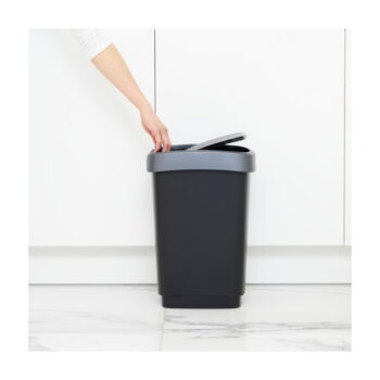 Odpadkový kôš z recyklovaného plastu v strieborno-čiernej farbe 10 l Twist - Rotho - Image 4