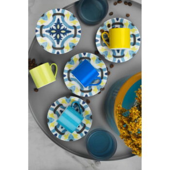 Súprava 4 šálok s tanierikmi Kütahya Porselen Geometric, 90 ml – Obrázok 8