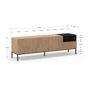 TV stolík v prírodnej farbe 180x55 cm Cailin – Marckeric - Image 9