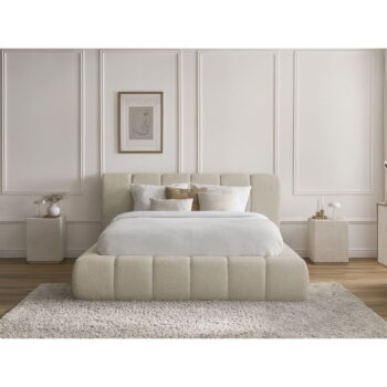 Béžová čalúnená dvojlôžková posteľ s úložným priestorom s roštom 180x200 cm Denali – Bobochic Paris – Obrázok 9