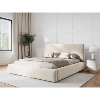 Béžová čalúnená dvojlôžková posteľ s úložným priestorom s roštom 180x200 cm Colonel – Cosmopolitan Design - Image 3