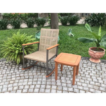 Hnedé drevené hojdacie kreslo so stolíkom Sinaloa – Garden Pleasure - Image 2