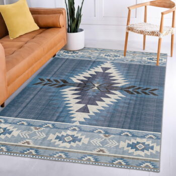Modrý prateľný koberec 80x150 cm Ethnic Geo – Mila Home - Image 8