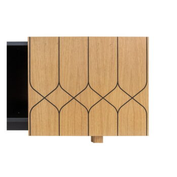 Čierny/prírodný TV stolík v dekore duba 175x60 cm Porto - Woodman - Image 3