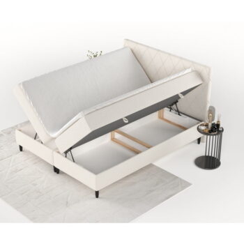 Krémovobiela boxspring posteľ s úložným priestorom 200x200 cm Gwen – Maison de Rêve - Image 8