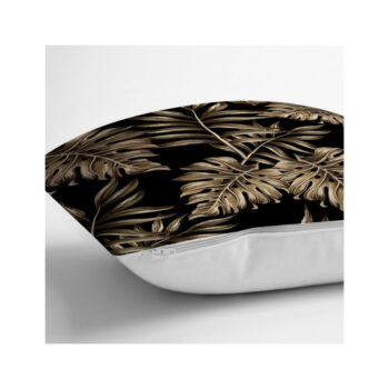 Obliečka na vankúš Minimalist Cushion Covers Golden Leafes With Black BG, 45 x 45 cm - Image 2