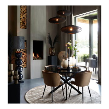 Čierny okrúhly jedálenský stôl s doskou v dekore mramoru ø 120 cm Tomochi – Light & Living - Image 8