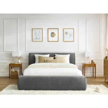 Sivá čalúnená dvojlôžková posteľ s úložným priestorom s roštom 160x200 cm Vernon – Bobochic Paris - Image 10