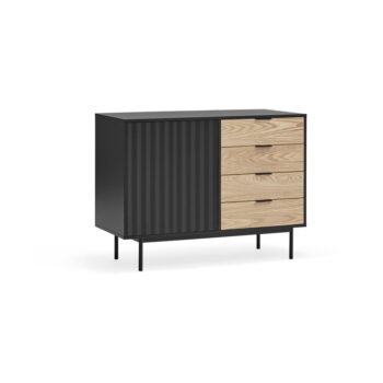 Nízka komoda v dekore duba v čierno-prírodnej farbe 108x80 cm Sierra – Teulat - Image 3