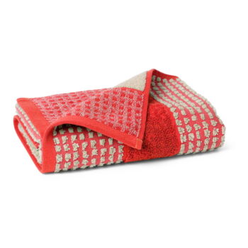 Červený froté uterák z Bio bavlny 50x100 cm Check – JUNA - Image 3