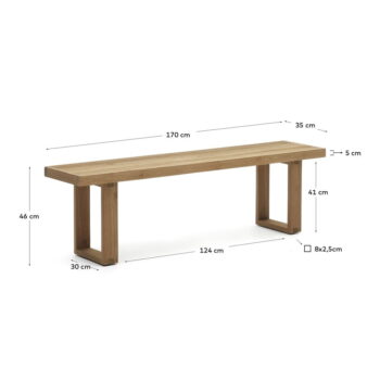 Drevená záhradná lavica v prírodnej farbe Canadell – Kave Home - Image 7