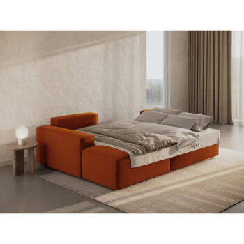 Rozkladacia rohová pohovka v tehlovej farbe (ľavý roh) Jodie – Micadoni Home - Image 9