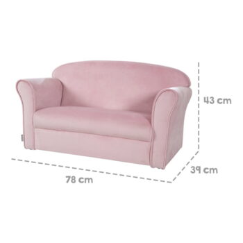 Svetloružová zamatová detská pohovka 78 cm Lil Sofa – Roba – Obrázok 5