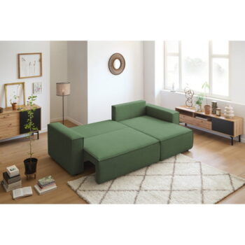 Zelená variabilná rozkladacia rohová pohovka Nihad – Bobochic Paris - Image 6