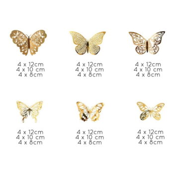 Sada 36 samolepiacich nástenných motýľov v zlatej farbe Ambiance Butterflies Gold – Obrázok 2