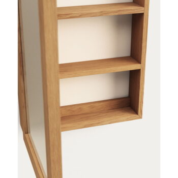 Závesná kúpeľňová skrinka so zrkadlom z teakového dreva v prírodnej farbe 50x70 cm Plubia – Kave Home - Image 5