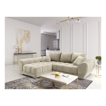 Béžová rozkladacia rohová pohovka so zamatovým poťahom Windsor & Co Sofas Nuage, ľavý roh - Image 6