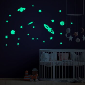 Sada nástenných detských svietiacich samolepiek Ambiance Rockets Stars and Planets – Obrázok 4
