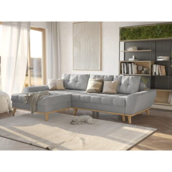 Svetlosivá rozkladacia rohová pohovka (ľavý roh) Balitco – Ropez - Image 10