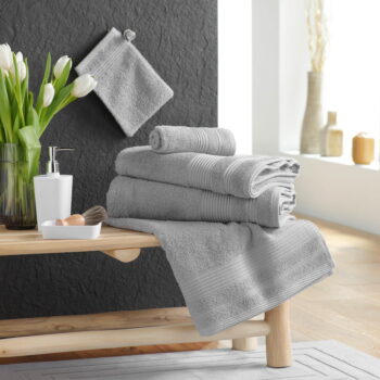 Svetlosivý froté bavlnený uterák 50x90 cm Tendresse – douceur d'intérieur - Image 4