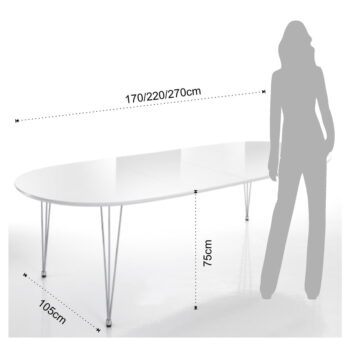 Rozkladací jedálenský stôl s bielou doskou 105x170 cm Elegant – Tomasucci – Obrázok 7