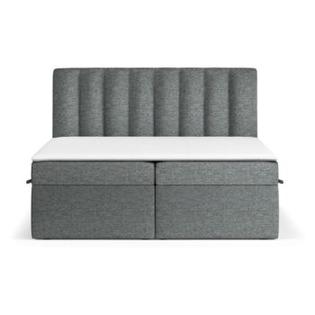 Tmavosivá boxspring posteľ s úložným priestorom 140x200 cm Novento – Maison de Rêve - Image 11