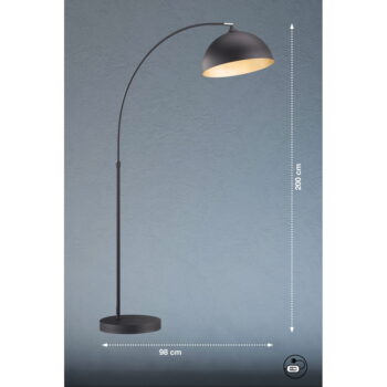 Čierna stojacia lampa s kovovým tienidlom (výška 200 cm) Leitung – Fischer & Honsel - Image 3