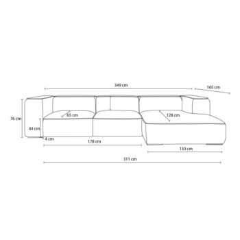 Béžová rohová pohovka z textílie buklé (ľavý roh) Zephyr – Bobochic Paris – Obrázok 4