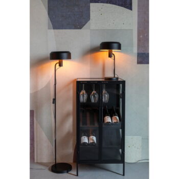 Čierna stojacia lampa s kovovým tienidlom (výška 135 cm) Landon – White Label - Image 3