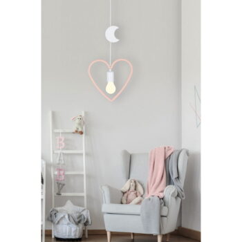 Bielo-svetloružové závesné svietidlo s textilným tienidlom Single – Candellux Lighting - Image 2