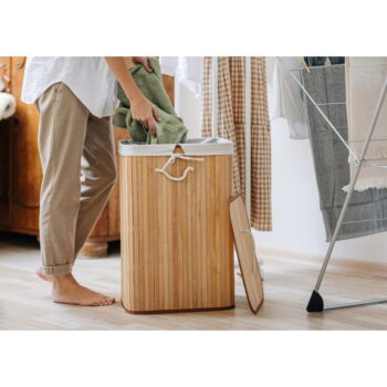 Bambusový kôš na bielizeň v prírodnej farbe 78 l Bamboo – Compactor – Obrázok 2