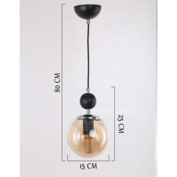 Okrovožlto-čierne závesné svietidlo so skleneným tienidlom ø 15 cm Marble – Squid Lighting - Image 3