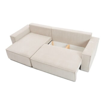 Svetlomodrá menčestrová rozkladacia rohová variabilná pohovka Nihad – Bobochic Paris – Obrázok 3