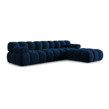 Modrá zamatová rohová pohovka Bellis – Micadoni Home - Image 3