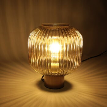 Hnedá stolová lampa SULION Garbo, výška 23,5 cm - Image 2