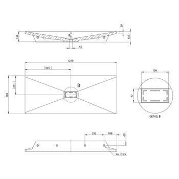Biele umývadlo z liateho mramoru 121x50 cm Tonga – Sapho – Obrázok 4