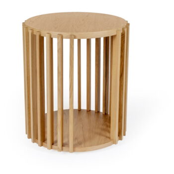 Odkladací stolík z dubového dreva Woodman Drum, ø 53 cm - Image 2