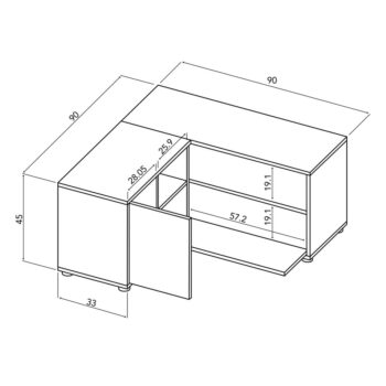 TV stolík v dekore duba v bielo-prírodnej farbe 90x45 cm Angle – TemaHome - Image 4